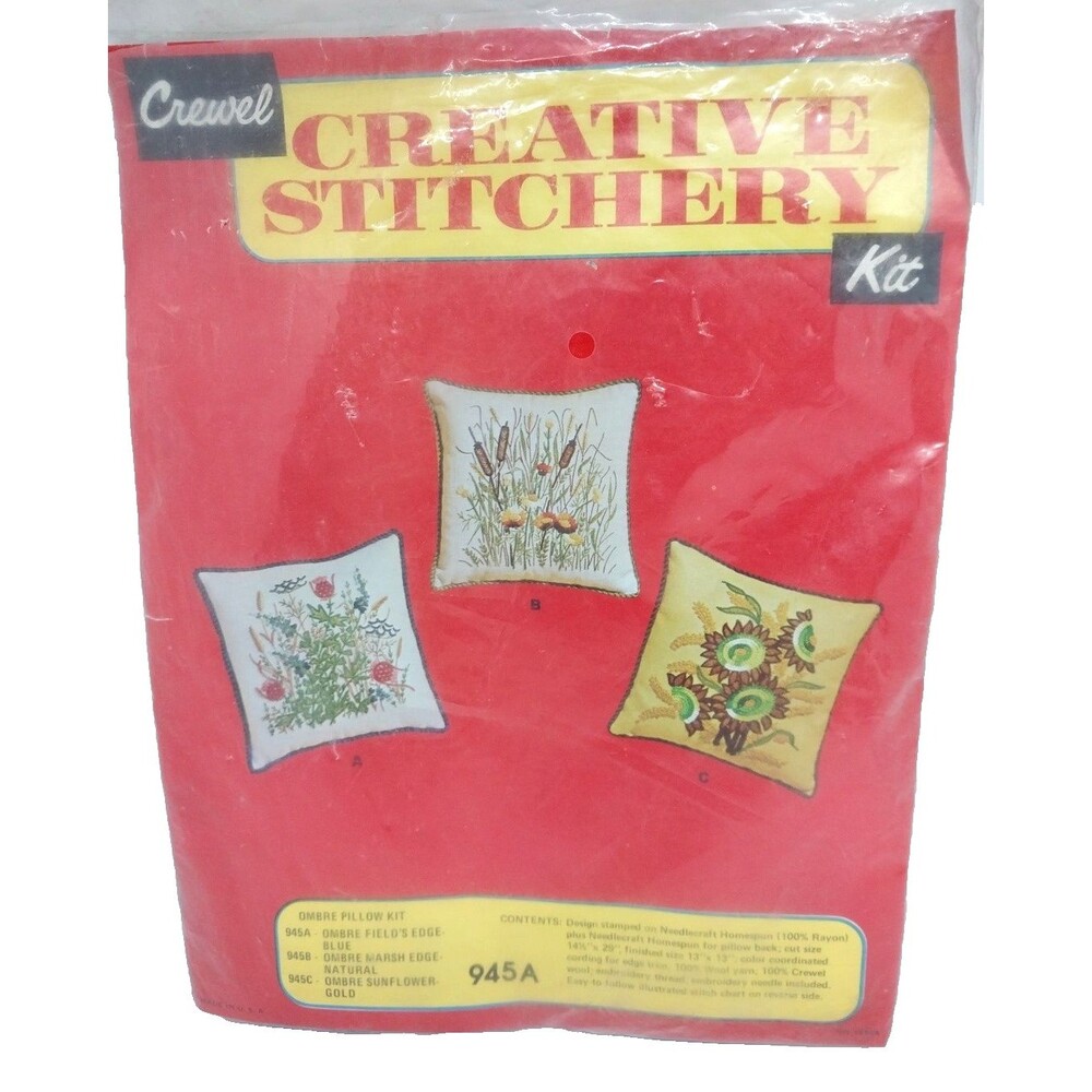 Creative Stitchery Crewel Embroidery Kit Ombre Flower Pillow Kit Blue 13"x13"